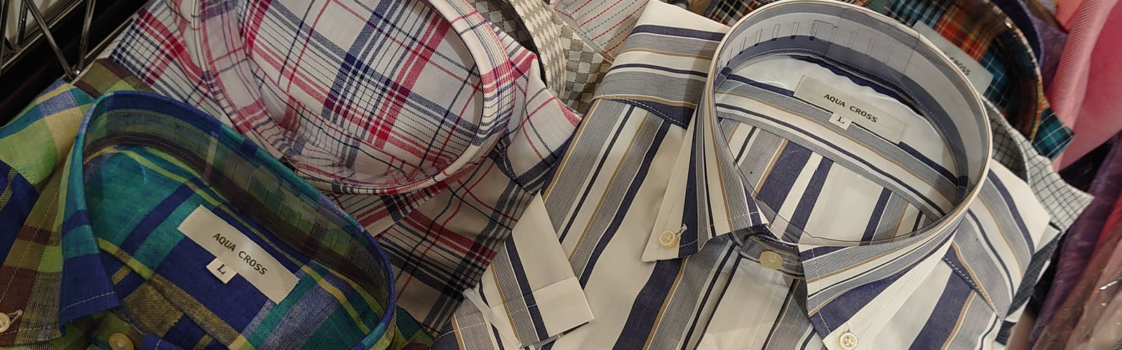 アクアクロスでは、国産の紳士カジュアルシャツ、ポロシャツ、セーターの製造・販売をしています